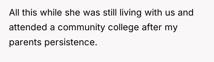 All this while she was still living with us and...