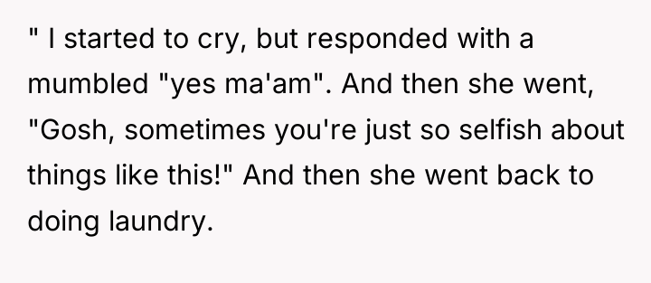 " I started to cry, but responded with a mumbled...
