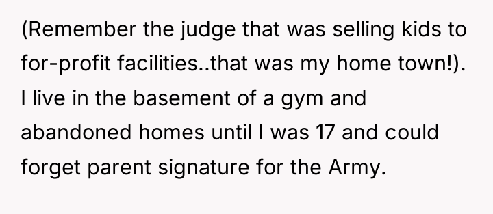 (Remember the judge that was selling kids to for-profit facilities..that...