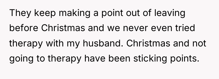 They keep making a point out of leaving before Christmas...