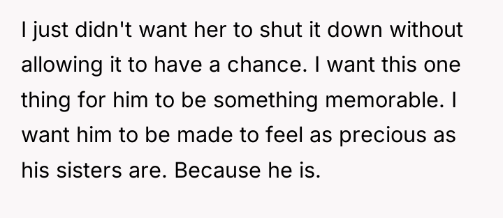 I just didn't want her to shut it down without...