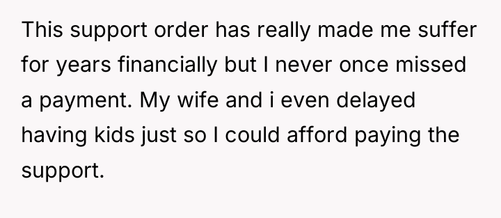 This support order has really made me suffer for years...
