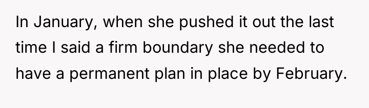 In January, when she pushed it out the last time...