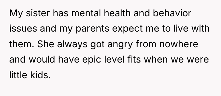 My sister has mental health and behavior issues and my...