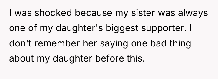 I was shocked because my sister was always one of...