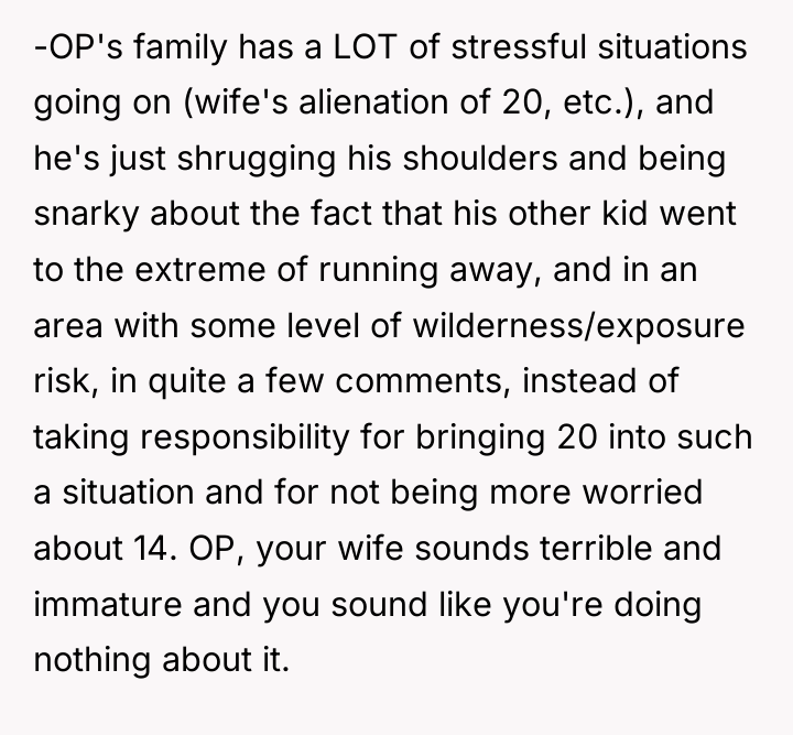 -OP's family has a LOT of stressful situations going on...