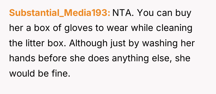 Substantial_Media193 NTA. You can buy her a box of gloves...
