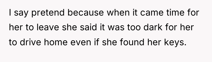 I say pretend because when it came time for her...
