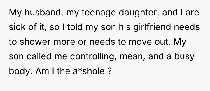 My husband, my teenage daughter, and I are sick of...
