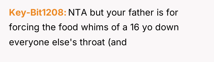 Key-Bit1208 NTA but your father is for forcing the food...