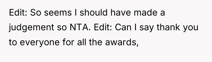 Edit: So seems I should have made a judgement so...