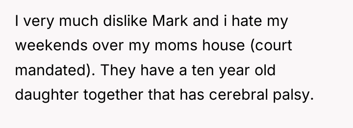 I very much dislike Mark and i hate my weekends...