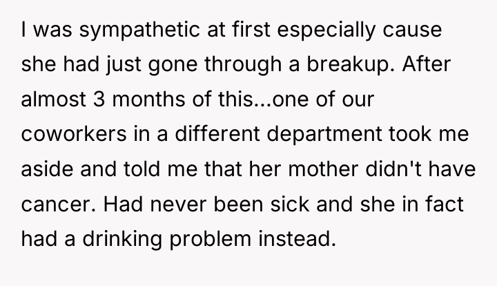 I was sympathetic at first especially cause she had just...