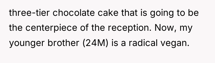 three-tier chocolate cake that is going to be the centerpiece...
