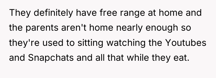 They definitely have free range at home and the parents...