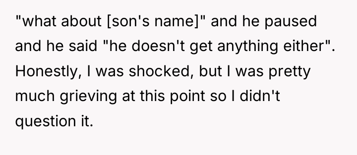 "what about [son's name]" and he paused and he said...