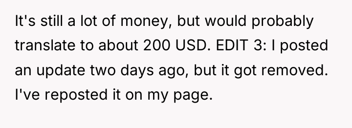 It's still a lot of money, but would probably translate...