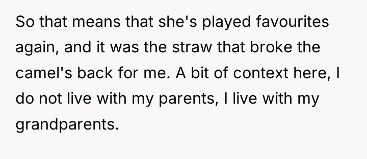 So that means that she's played favourites again, and it...