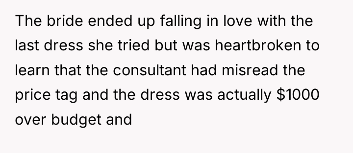 The bride ended up falling in love with the last...