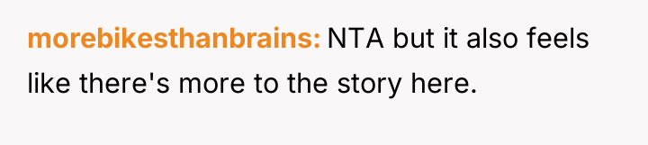 morebikesthanbrains NTA but it also feels like there's more to...