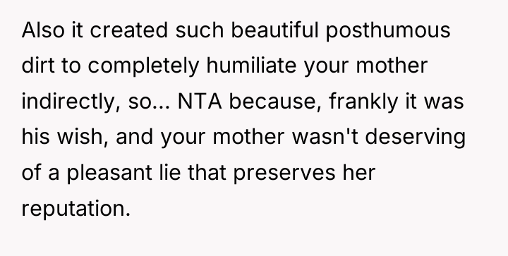 Also it created such beautiful posthumous dirt to completely humiliate...