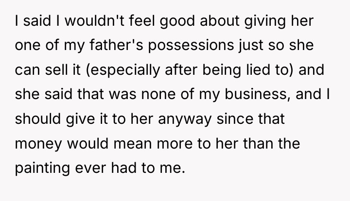 I said I wouldn't feel good about giving her one...