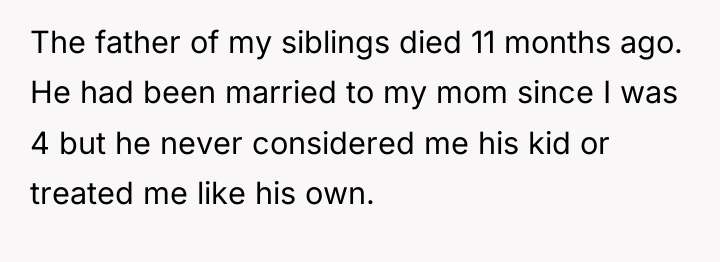 The father of my siblings died 11 months ago. He...