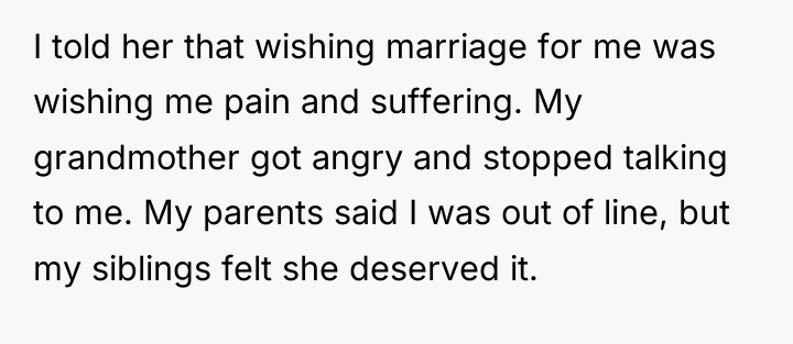 I told her that wishing marriage for me was wishing...