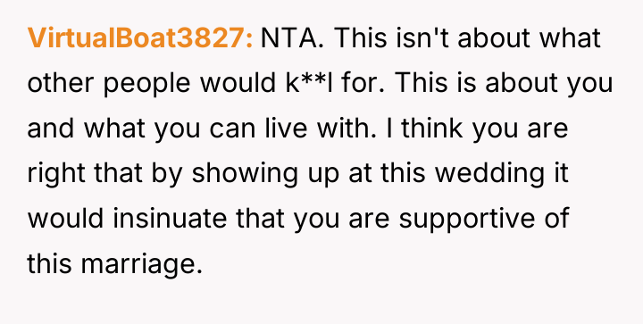 VirtualBoat3827 NTA. This isn't about what other people would k**l...