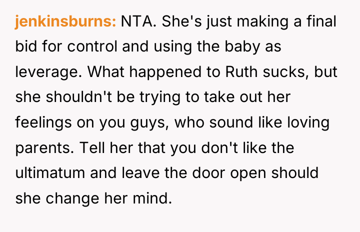 jenkinsburns NTA. She's just making a final bid for control...