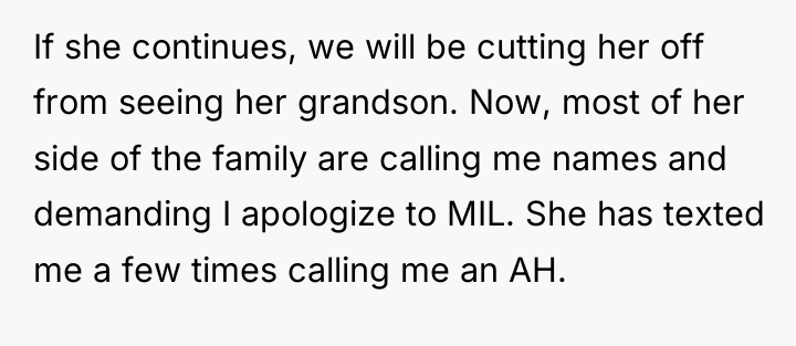 If she continues, we will be cutting her off from...