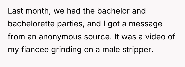 Last month, we had the bachelor and bachelorette parties, and...