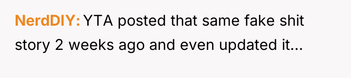 NerdDIY YTA posted that same fake shit story 2 weeks...