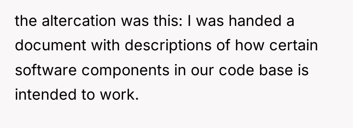 the altercation was this: I was handed a document with...