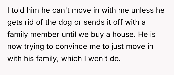 I told him he can't move in with me unless...