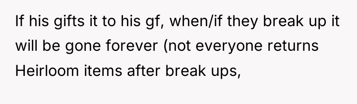 If his gifts it to his gf, when/if they break...