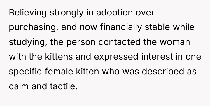 Believing strongly in adoption over purchasing, and now financially stable...