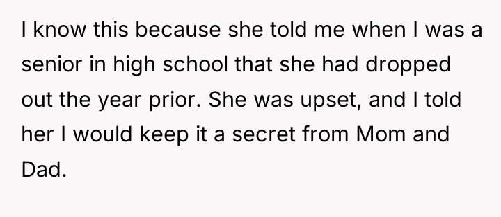 I know this because she told me when I was...