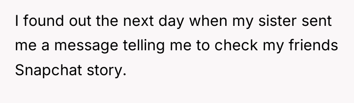 I found out the next day when my sister sent...