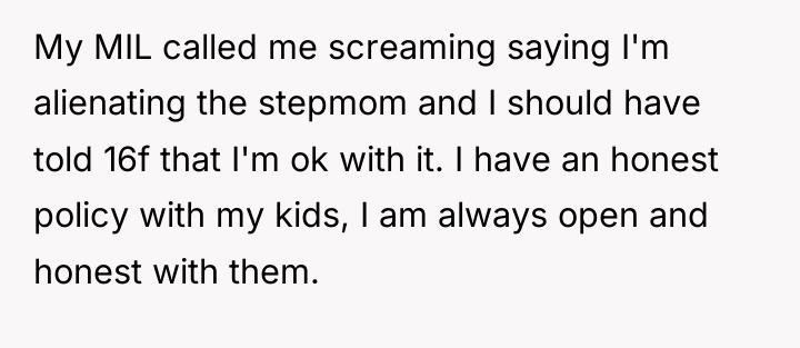 My MIL called me screaming saying I'm alienating the stepmom...