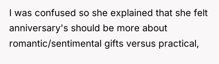 I was confused so she explained that she felt anniversary's...