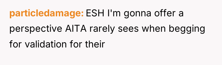 particledamage ESH I'm gonna offer a perspective AITA rarely sees...