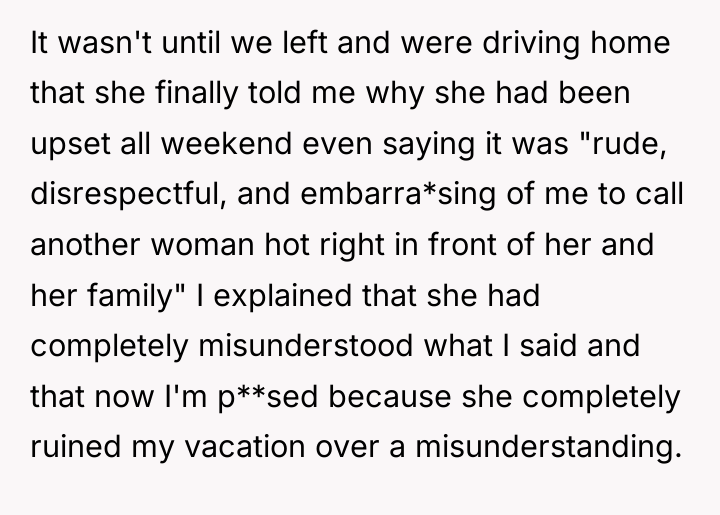 It wasn't until we left and were driving home that...