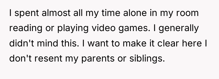 I spent almost all my time alone in my room...