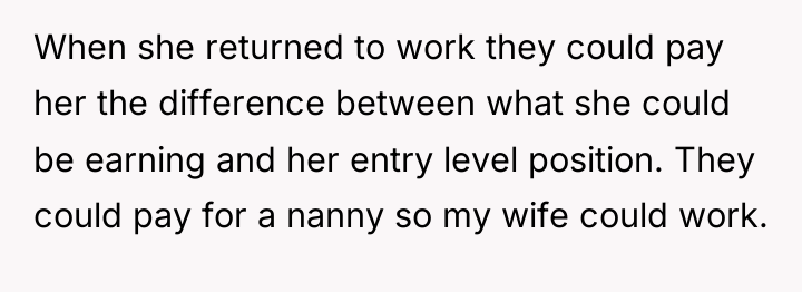 When she returned to work they could pay her the...