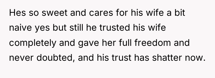 Hes so sweet and cares for his wife a bit...
