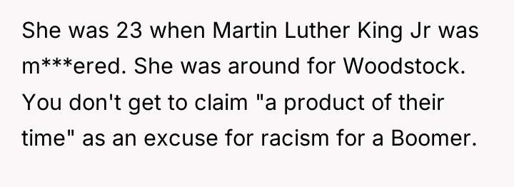 She was 23 when Martin Luther King Jr was m***ered....