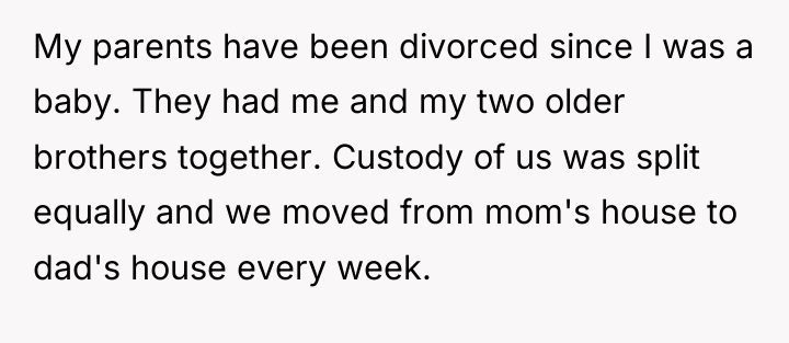 My parents have been divorced since I was a baby....