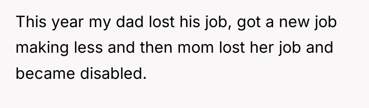 This year my dad lost his job, got a new...
