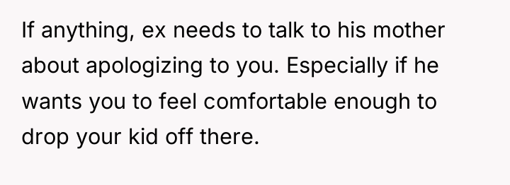 If anything, ex needs to talk to his mother about...